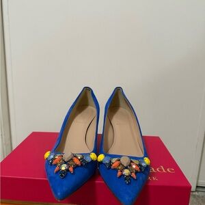 J. Crew Blue and Yellow Heels Elegant Design